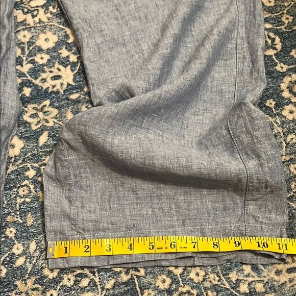 Athleta Retreat Linen Wide Leg Pants Blue Linen Pockets Boho Minimalist Coastal - Picture 14 of 16